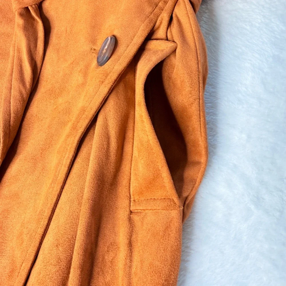 Kendall + Kylie Faux Suede Sleeveless Trench Dress XS Belted Brown‎ NEW